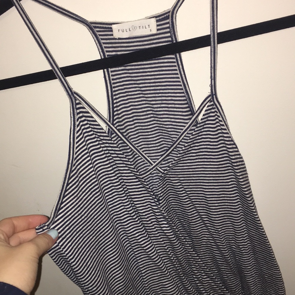 Striped slightly-cropped tank top